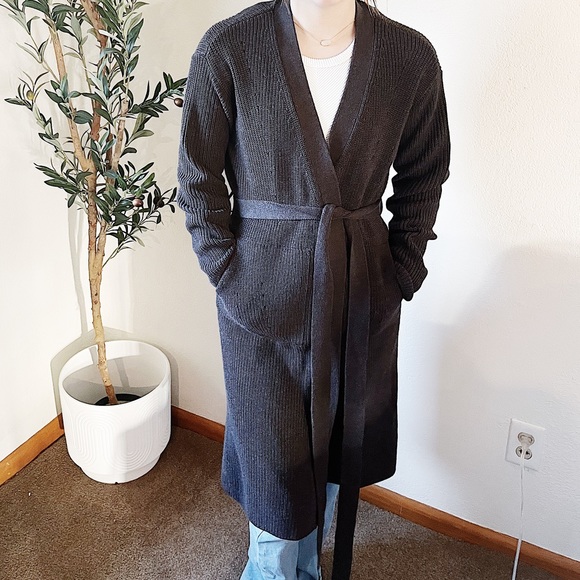 Athleta Scenic Wrap Long Sweater Walnut Brown Heather Women’s Size Medium - Picture 5 of 13